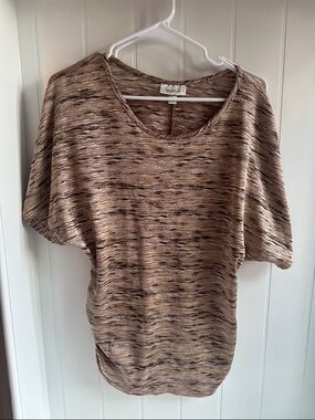 dressbarn Brown Marled Short Sleeve Knit Top